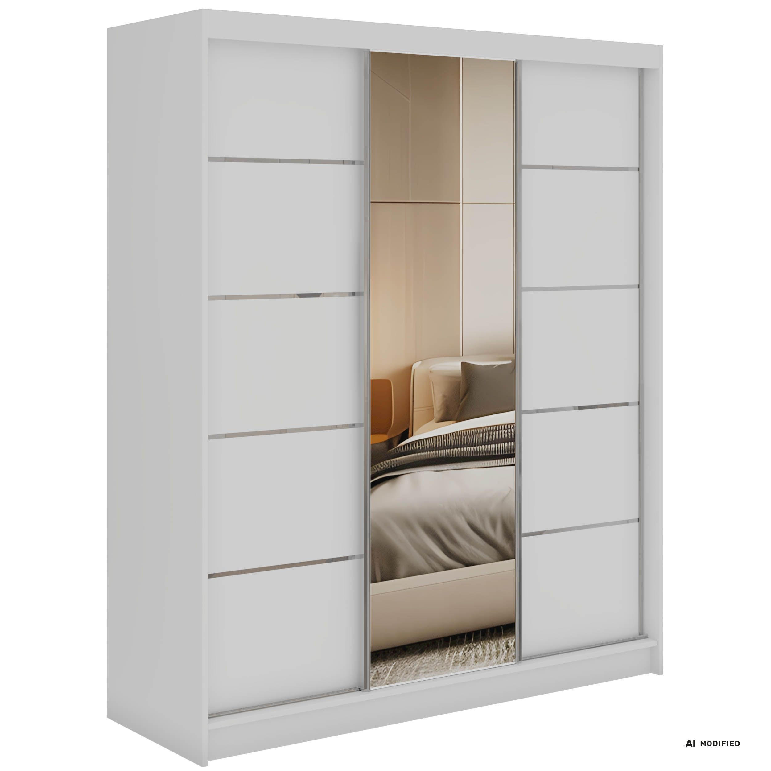 MKS Schwebetürenschrank Weiß 180x216x61 cm