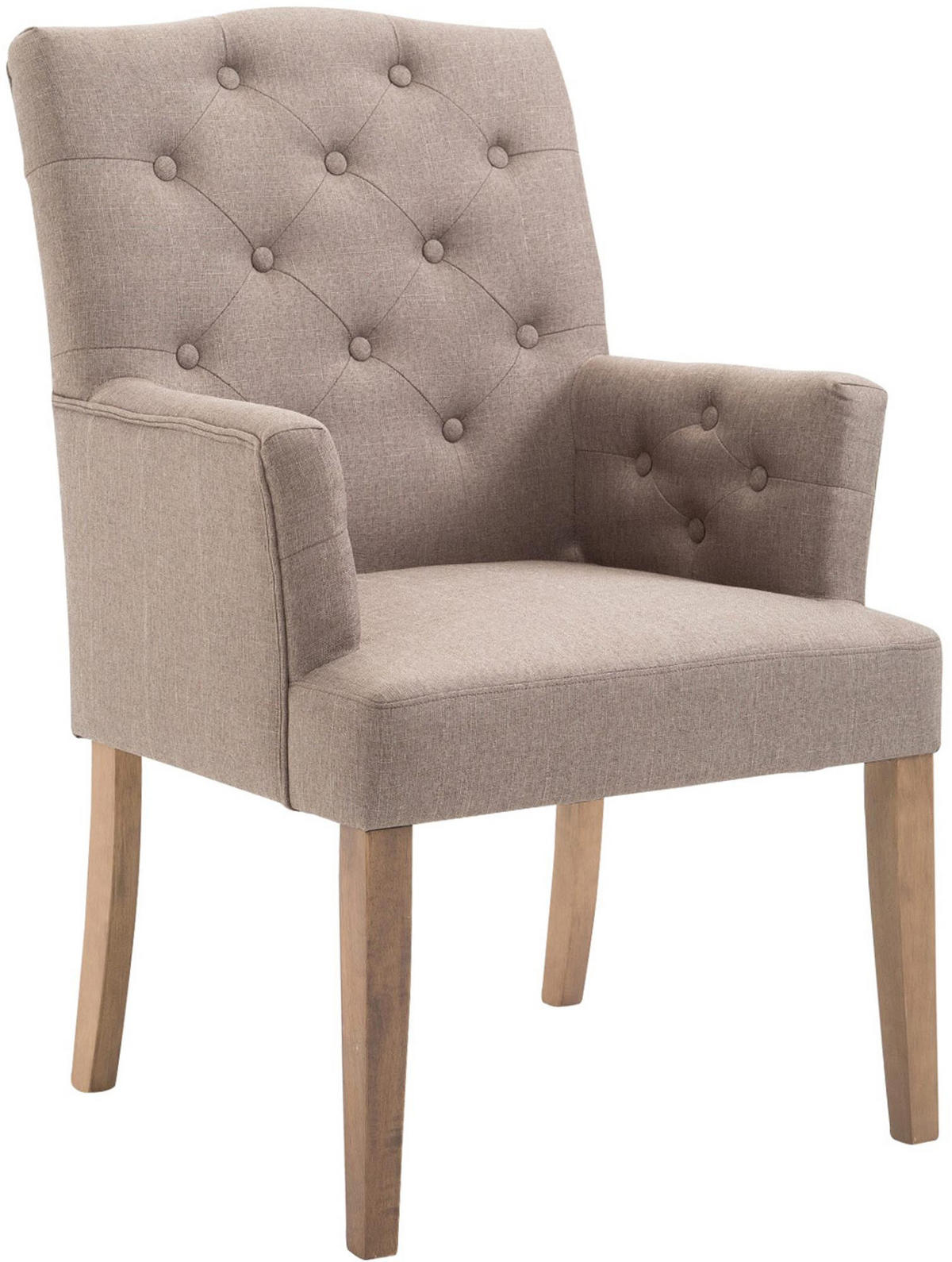 ARMLEHNENSTUHL Stoff taupe - Taupe/Naturfarben, Holz/Textil (66/98/66cm) - CLP