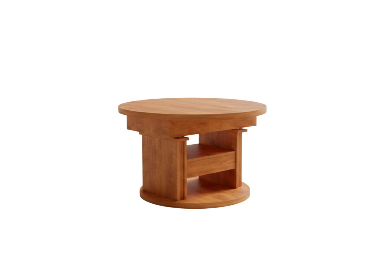 COUCHTISCH rund ausziehbar höhenverstellbar Schubalde 100/100/60 cm - Kirschbaumfarben, Holzwerkstoff (100/100/60cm) - designimpex
