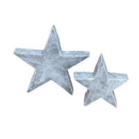 STEINSTERNE Set, 2 Stück, Grau, Wetterbeständig, Handgefertigt - Grau, Stein (20/4/20cm) - stoneandstyle