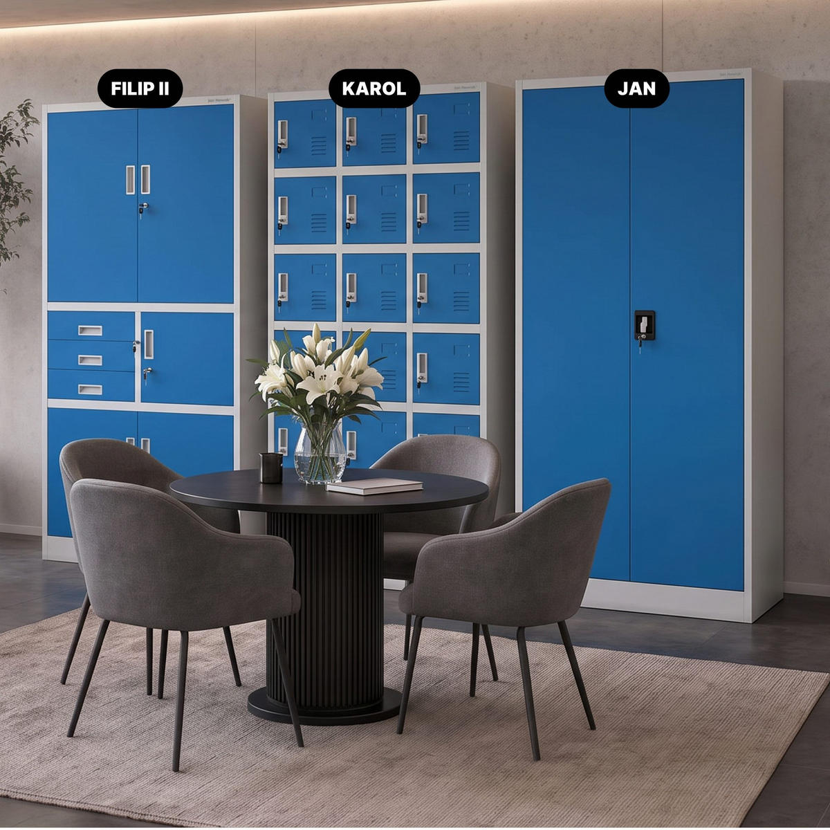 AKTENSCHRANK FILIP II 185x90x40 cm - Blaugrau, Metall (90/185/40cm) - Jan Nowak