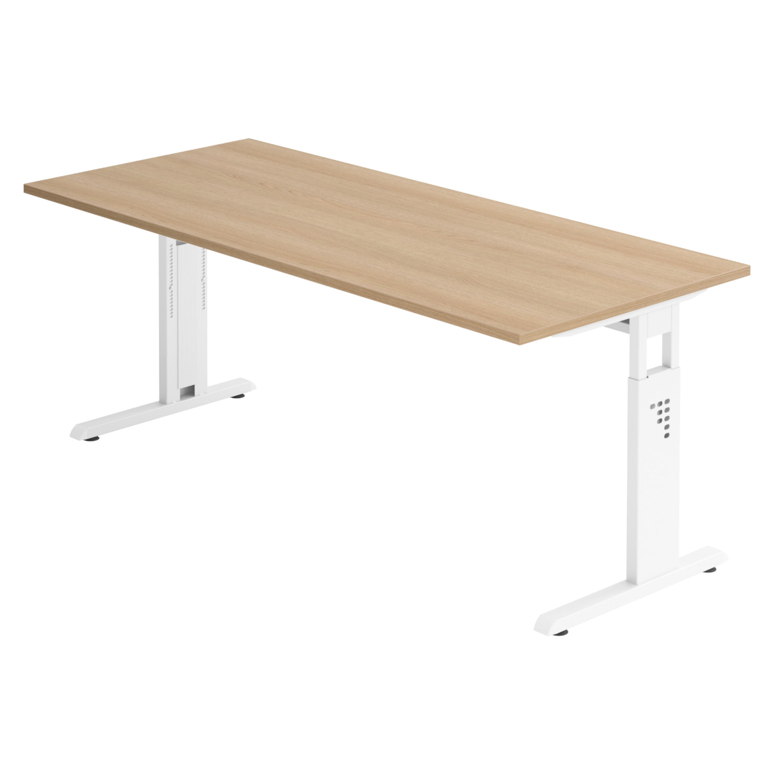 SCHREIBTISCH Serie-O 80/180/74 cm in Eichefarben/Weiß - Eichefarben/Weiß, Holzwerkstoff (80/180/74cm) - bümö