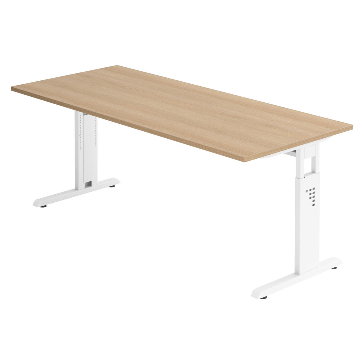 SCHREIBTISCH Serie-O 80/180/74 cm in Eichefarben/Weiß - Eichefarben/Weiß, Holzwerkstoff (80/180/74cm) - bümö