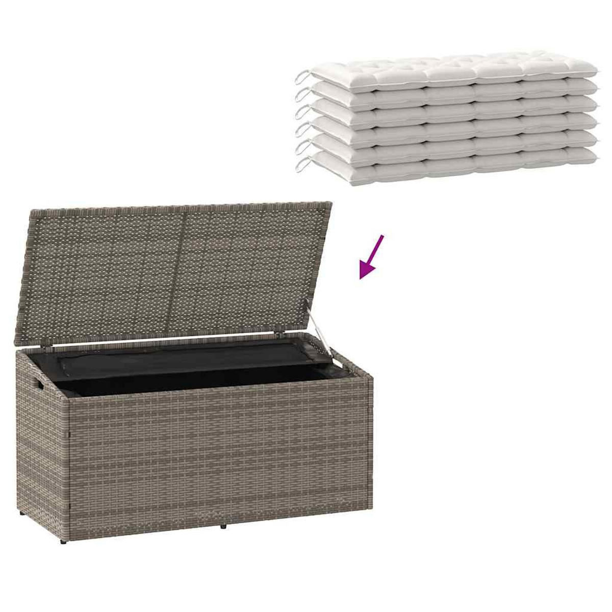 GARTEN-AUFBEWAHRUNGSBOX Grau 110/50/58 Cm Poly Rattan - Grau, Kunststoff (50/58/110cm) - vidaXL