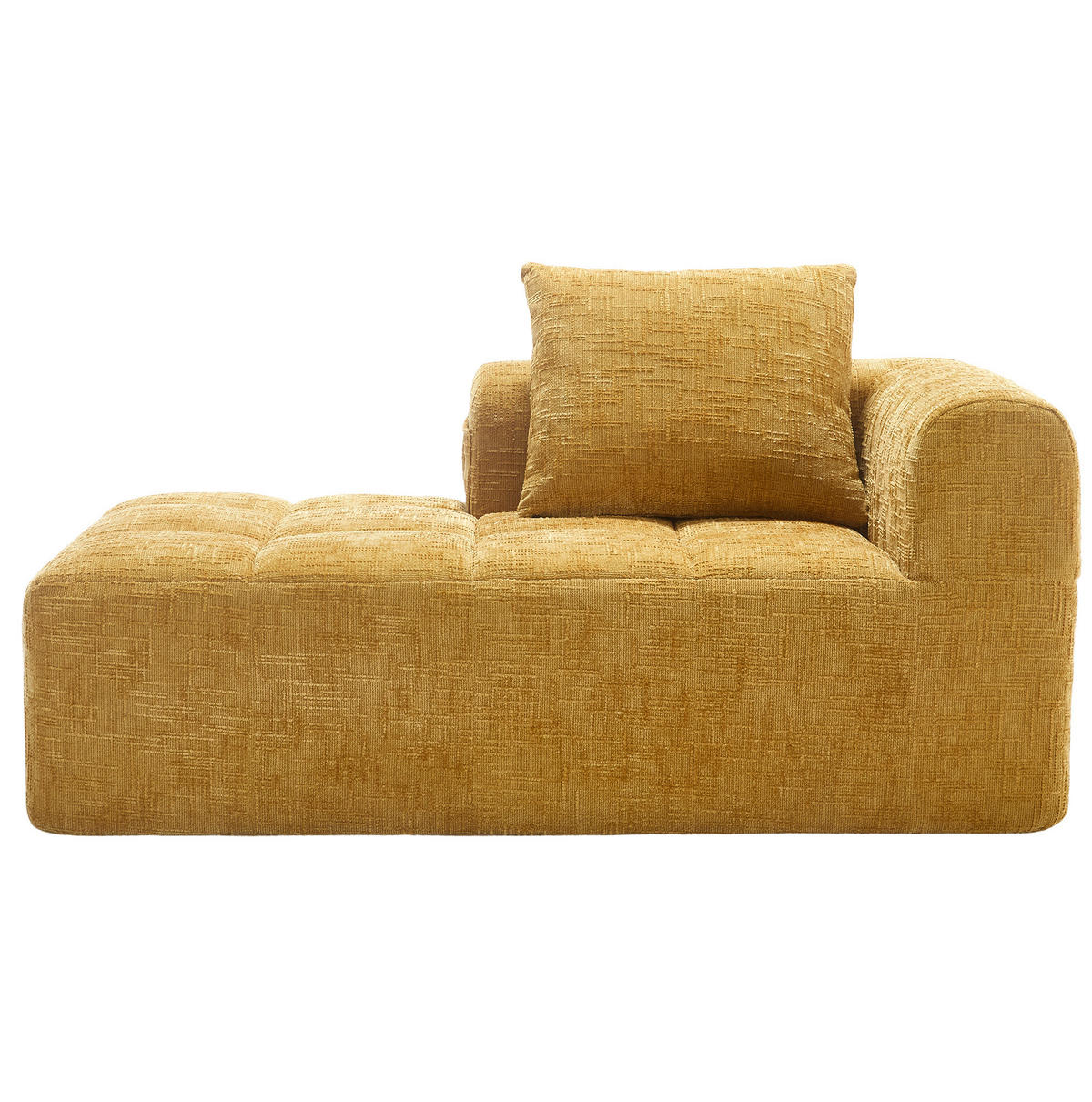 SOFA mit Chaiselongue 158 x 90 cm Chenille Gelb - Gelb, Kunststoff (90/60/158cm) - Meubliv