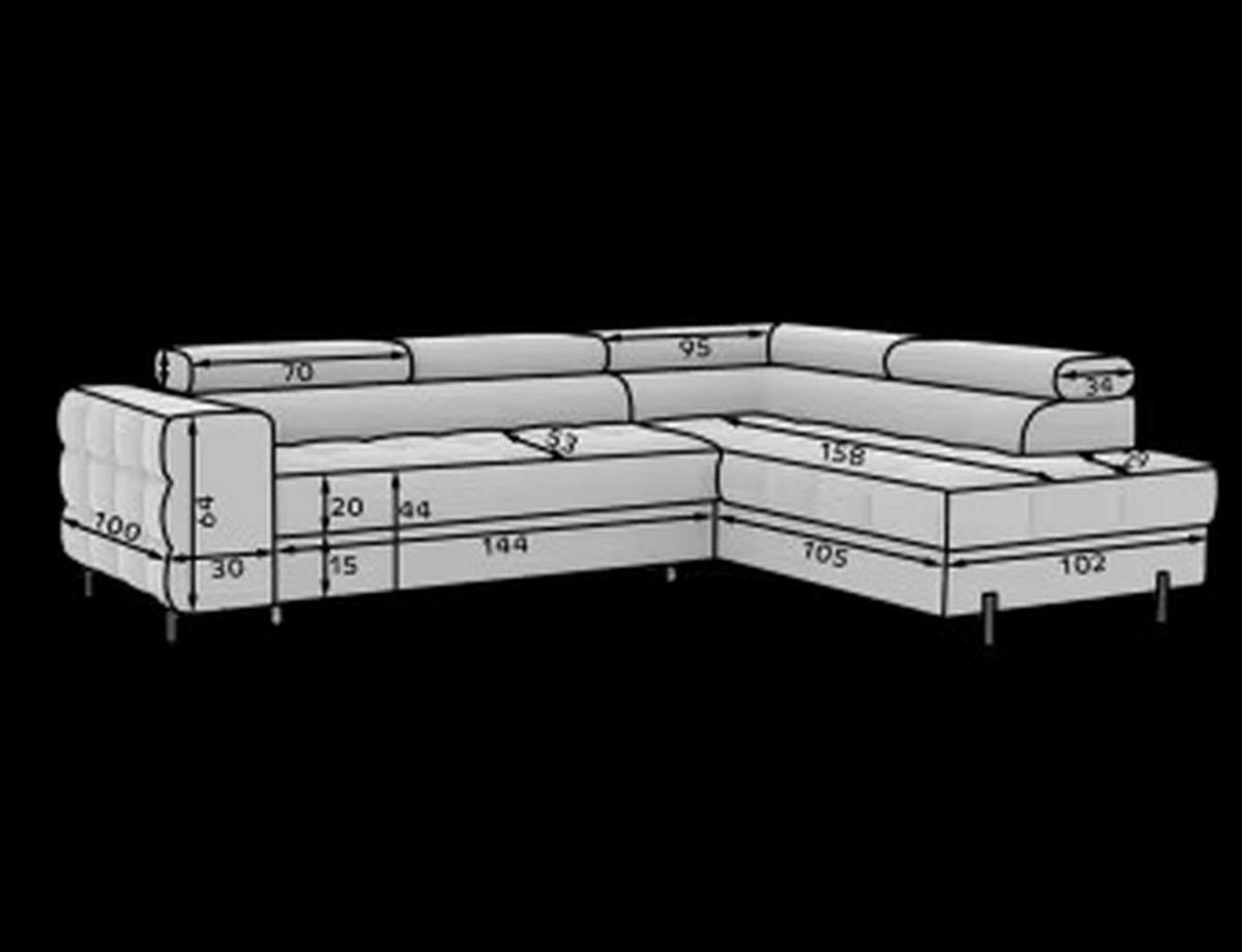 ECKSOFA Ferrucio R - Anthracite (Aura 40) - Anthrazit, Holzwerkstoff (276/200cm) - Möblo