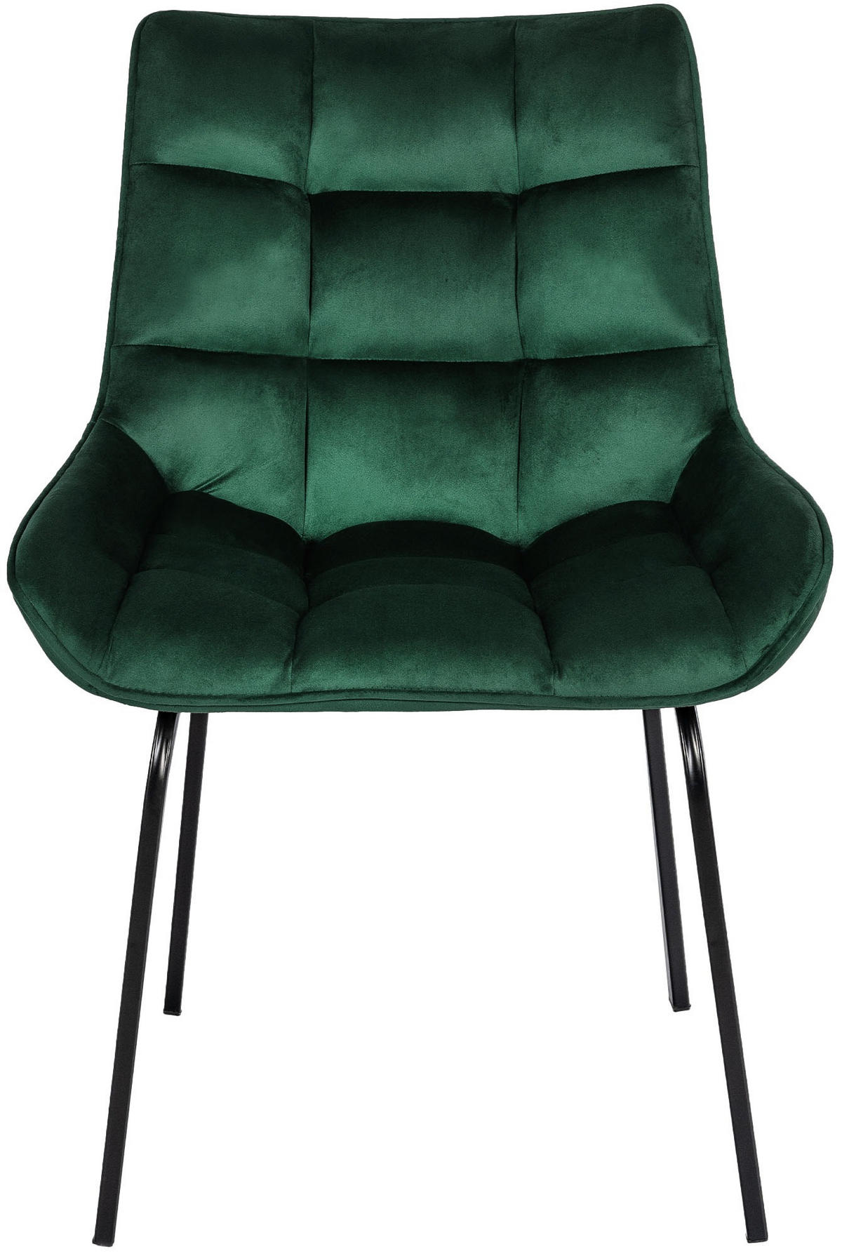 STUHL Samt grün - Schwarz/Grün, Textil/Metall (58/84/57cm) - CLP