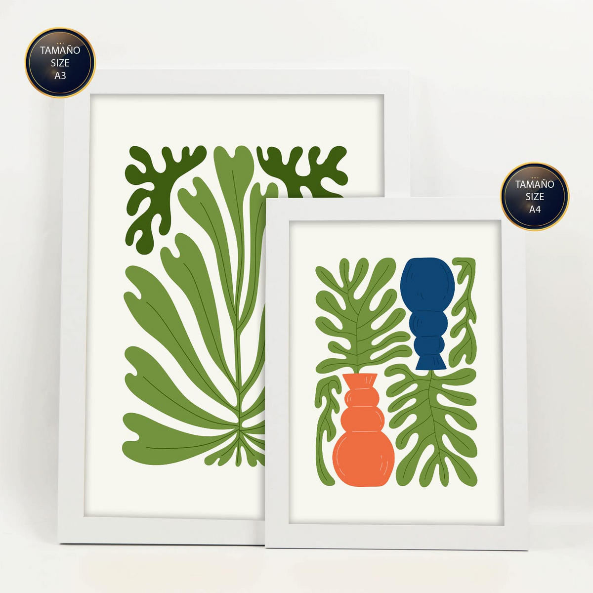 POSTER Set Mit 6 Minimalistischen In Leuchtenden Farben Staude Drucke Von Landschaften Und Natur Für Innenarchitektur A3 & A4 Weißer Rahmen - Weiß, Papier (29/3cm) - Nacnic