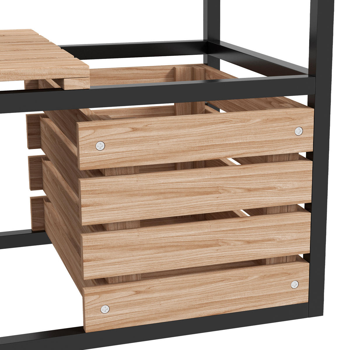 HOCHBEET aus Holz, 2-Stufiger Blumenkasten mit Ablage, für Garten, Balkon, Hellbraun - Braun, Holz/Metall (39/100/83cm) - Outsunny