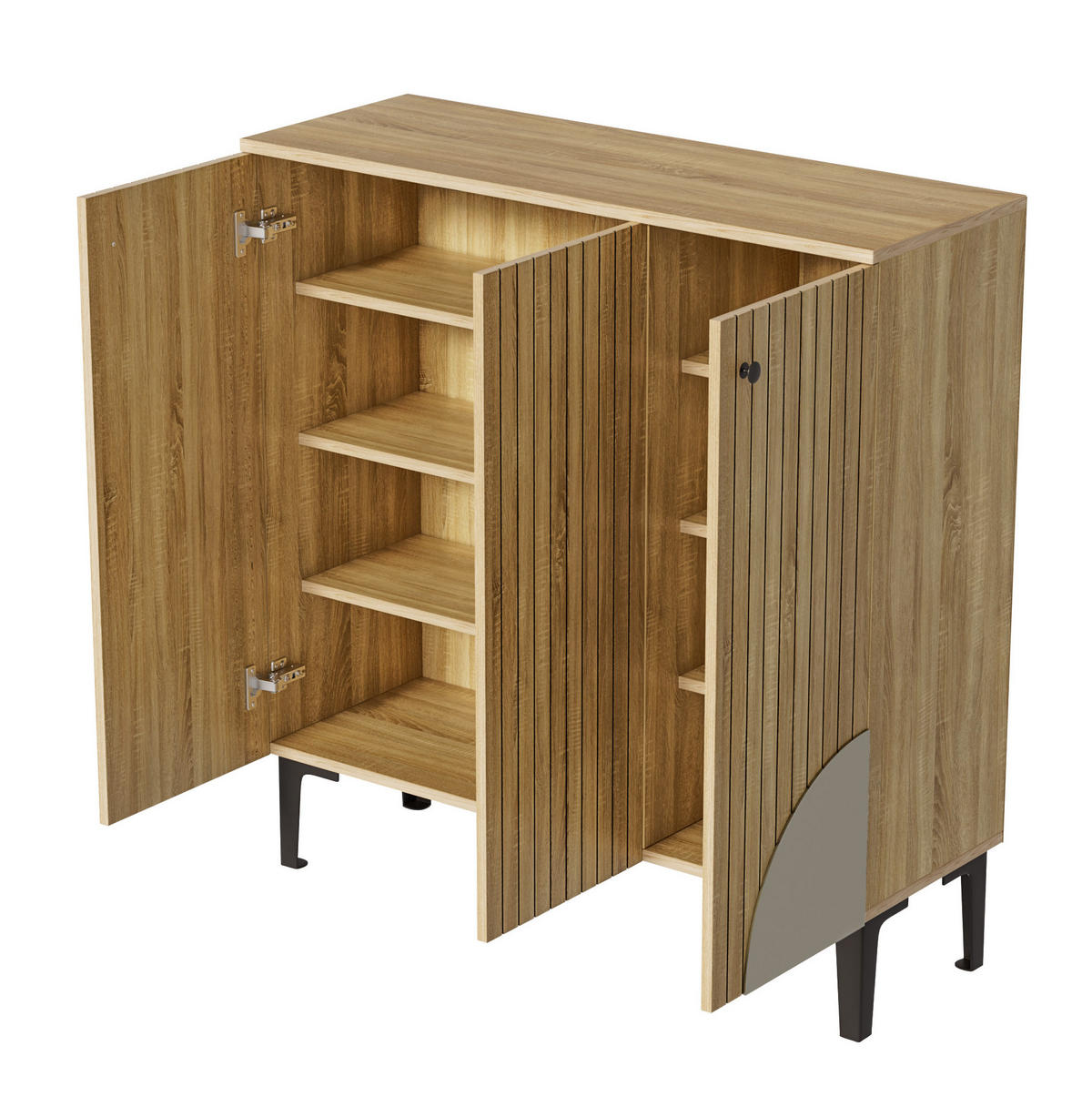 SCHUHSCHRANK 90/32/94 cm mit 3 Türen, Einlegeböden und Ablage in Holzoptik, Holzfarben - Naturfarben, Holzwerkstoff (90/94/32cm) - Redom