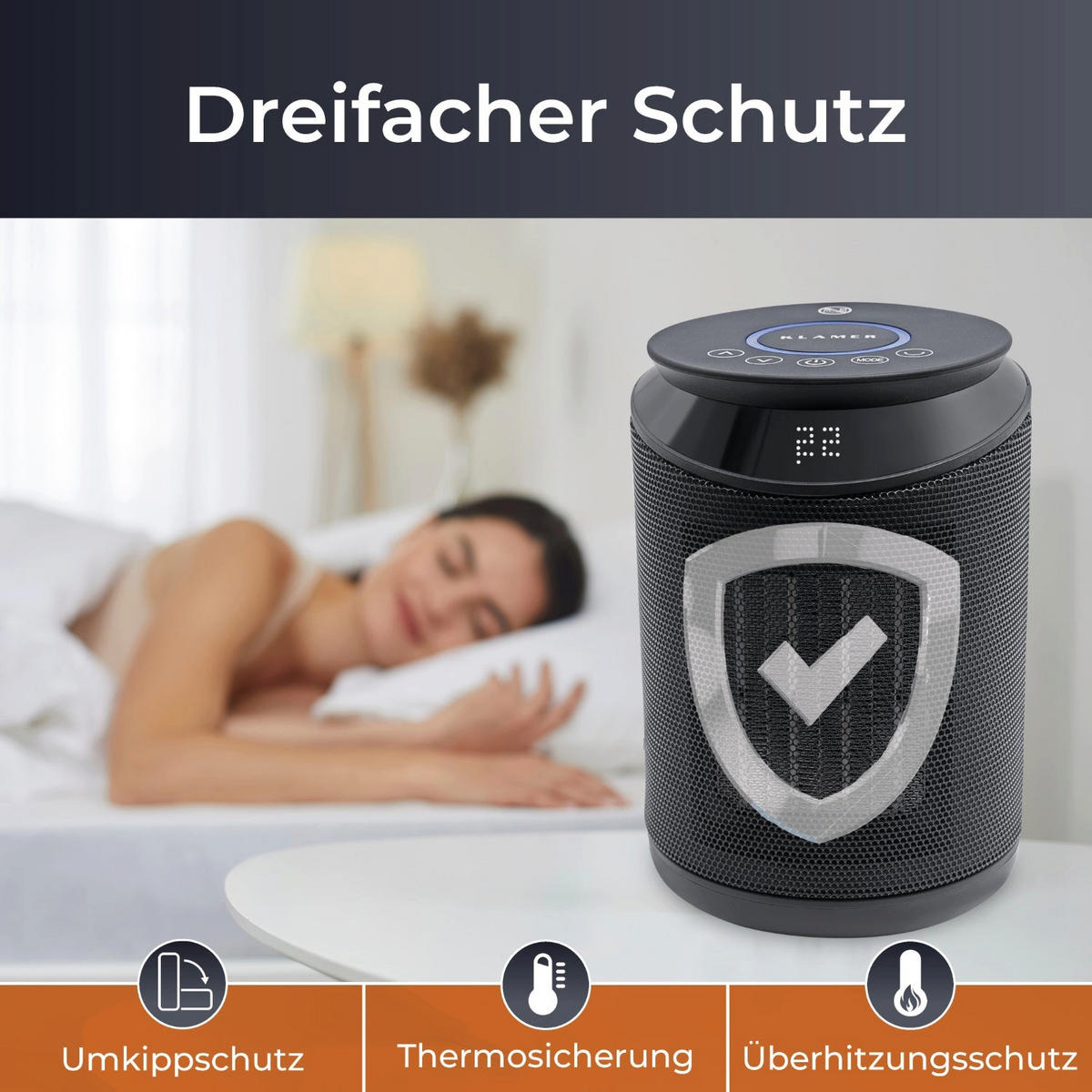 HEIZLÜFTER 2000 Watt Schwarz Keramik - Schwarz, Kunststoff (17/29.5/17cm) - KLAMER