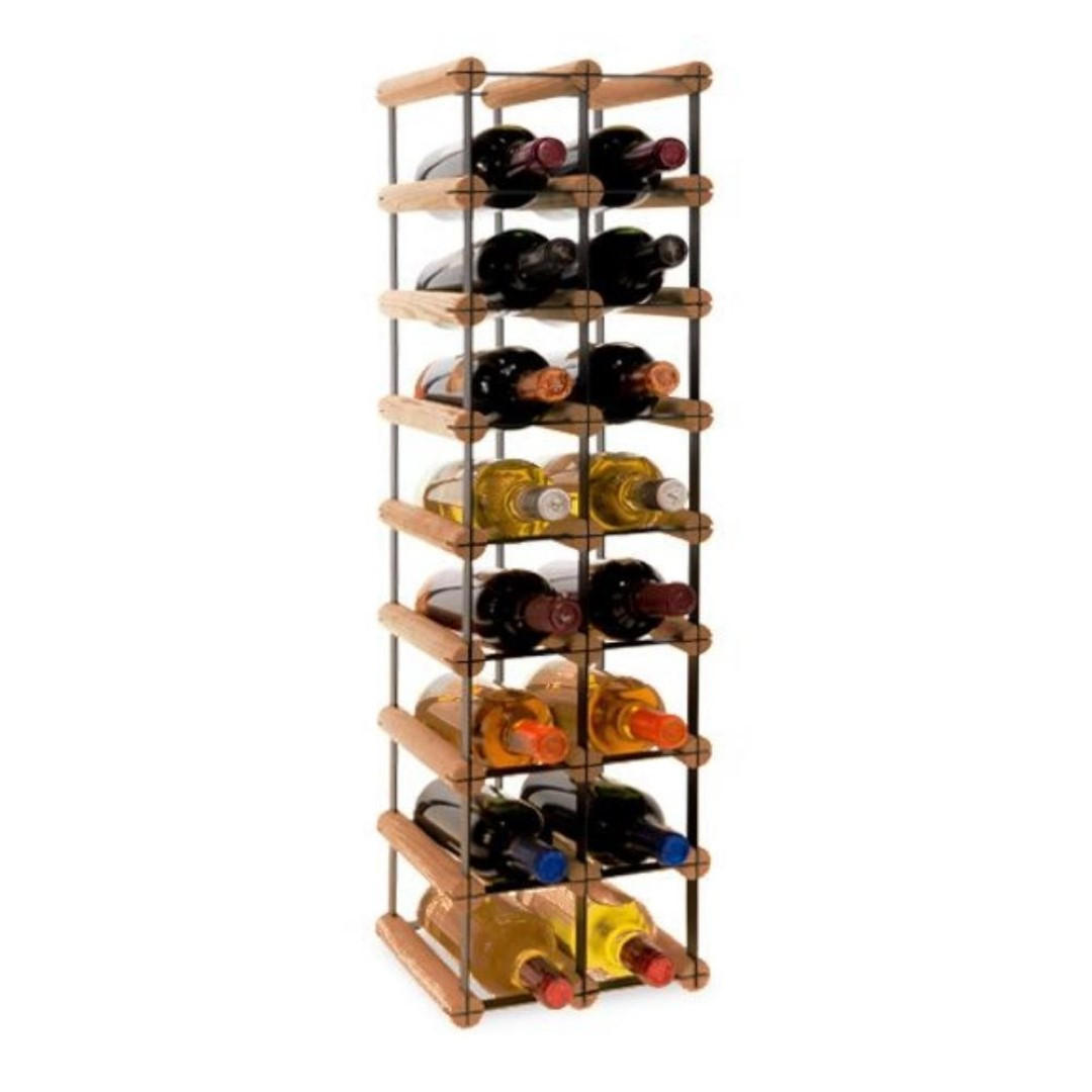 WEINREGAL Vinotega Mod Metal 82,5x22,5x24,5 cm 2x8 Flaschen Massives Kiefernholz Braun Geölt - Braun, Holz (22.5/82.5/24.5cm) - PROREGAL