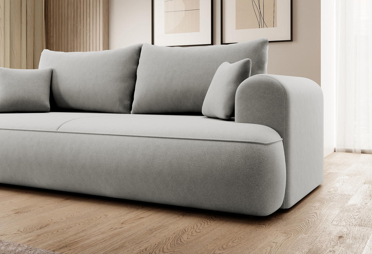 SCHLAFSOFA Ovo Grau Velours - Grau, Textil (250/102/110cm) - Selsey