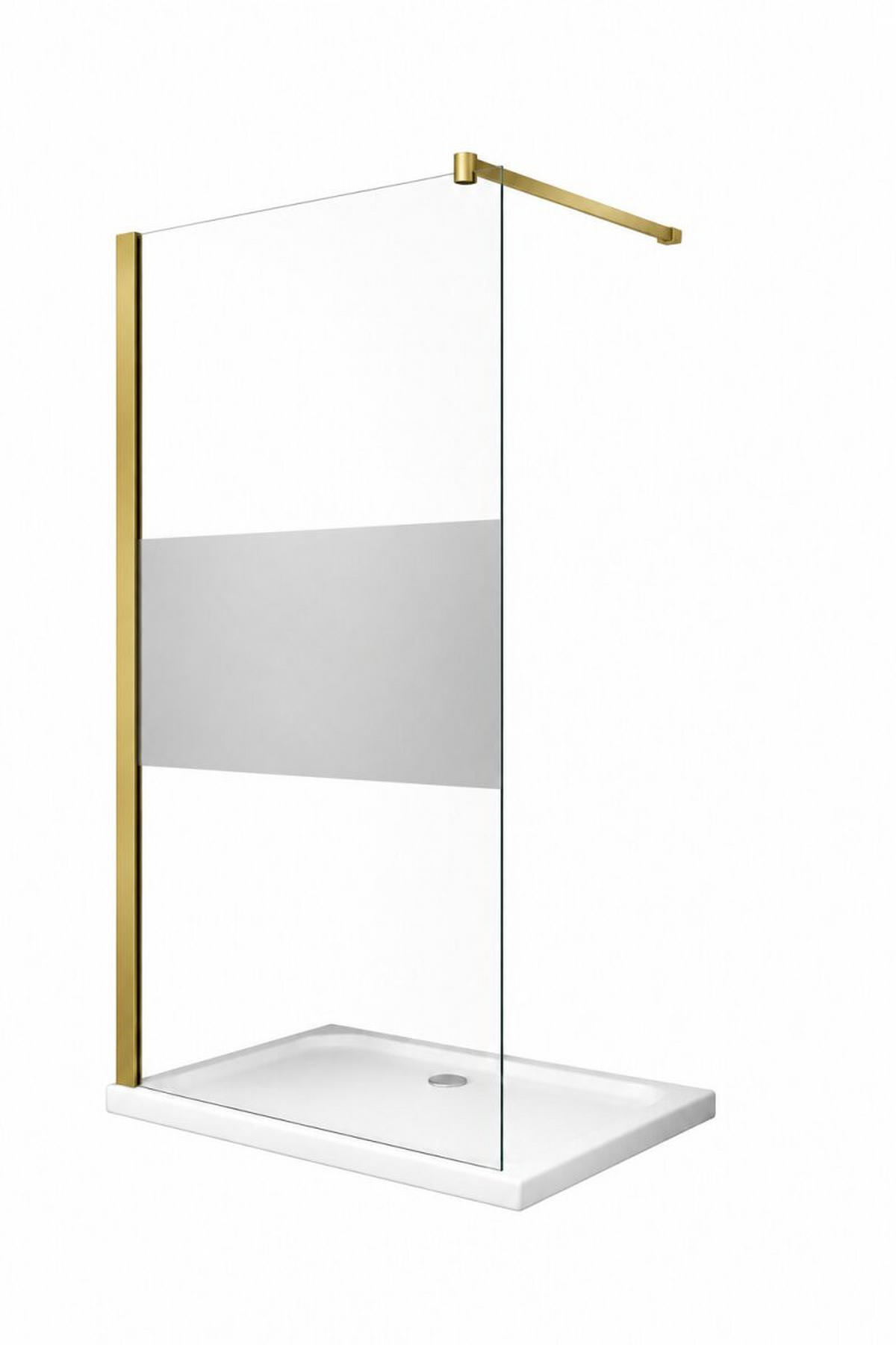 WALK-IN-DUSCHWAND 120 × 200 cm – Teilsatiniertes ESG-Sicherheitsglas – Gold - Goldfarben, Glas (10/120/200cm) -  Glaswerk Westfalen