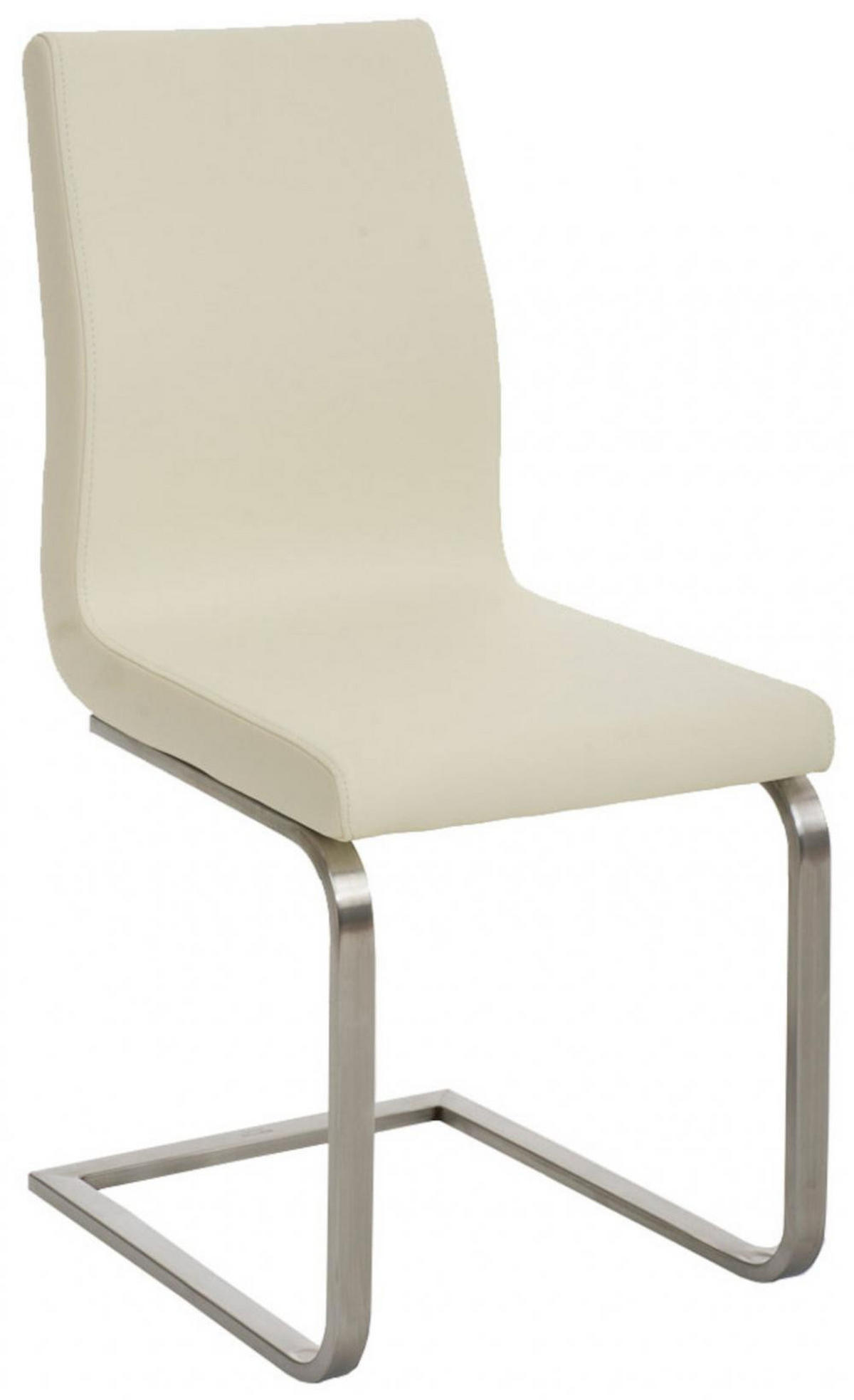 SCHWINGSTUHL 2er Set Lederlook Creme - Edelstahlfarben/Creme, Textil/Metall (40/90/50cm) - CLP