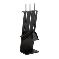 4-TLG.KAMINBESTECK-SET - Schwarz, Metall (23/72/17cm) - Relaxdays