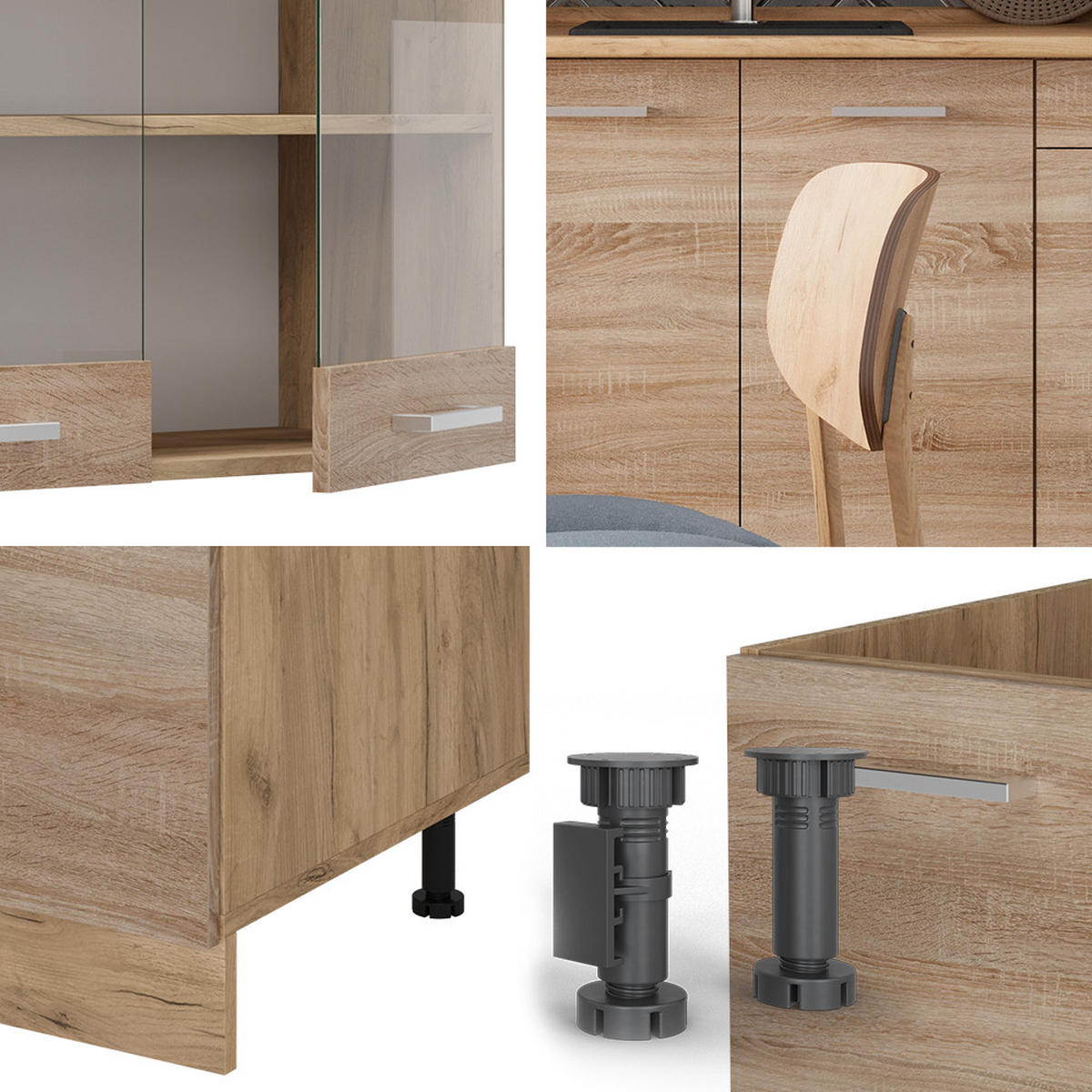 SINGLE KÜCHE R-Line Sonoma/Goldkraft Eiche 140 cm ohne Arbeitsplatte - Honigeiche/Sonoma Eiche, Holzwerkstoff (140/81.6/46cm) - Vicco