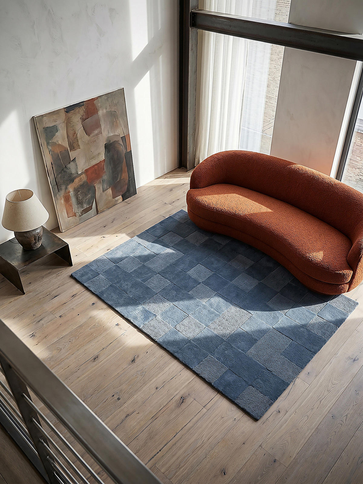 WOLLTEPPICH DEBEN, mit Schachbrettmuster, Blau, 160 x 230 cm - Blau, Textil (230/160cm) - KADIMA DESIGN