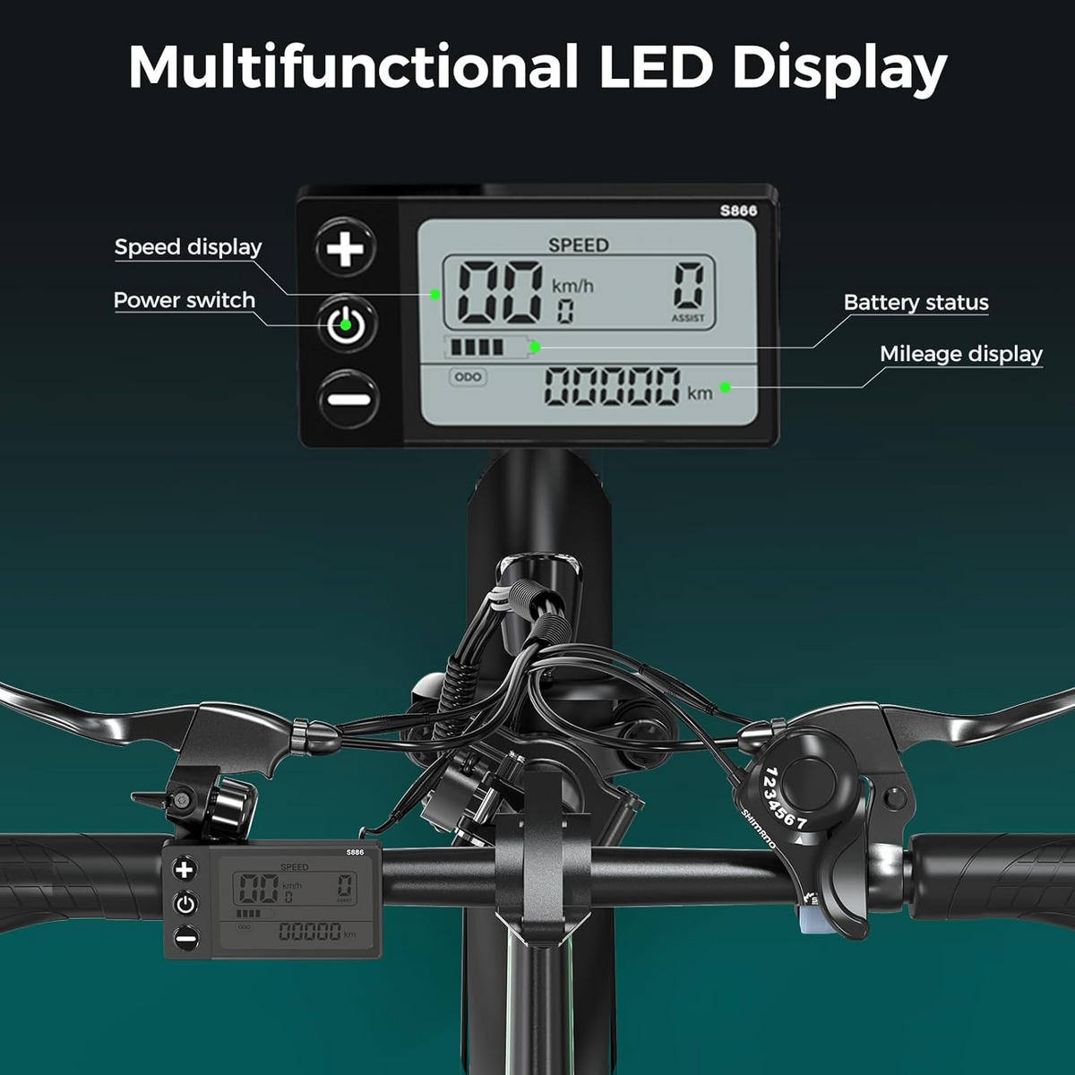 E-BIKE BK11M Klapprad 20 × 4,0 Zoll mit 48V15Ah Akku Max 45-100km - Grün, Metall (30cm) - HITWAY