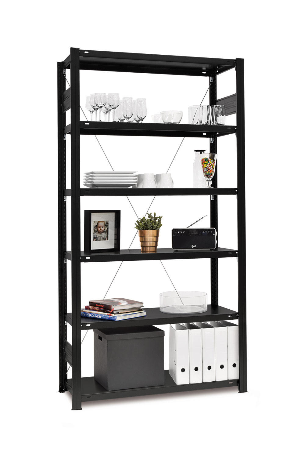 Proregal Wohnregal Schwarz 100x200x50 cm