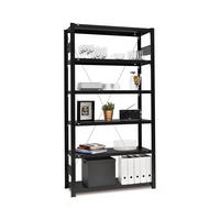 WOHNREGAL Motemo 200x100x60cm 5 Ebenen je 150kg Fachlast Matt-Schwarz - Schwarz, Metall (100/200/60cm) - PROREGAL