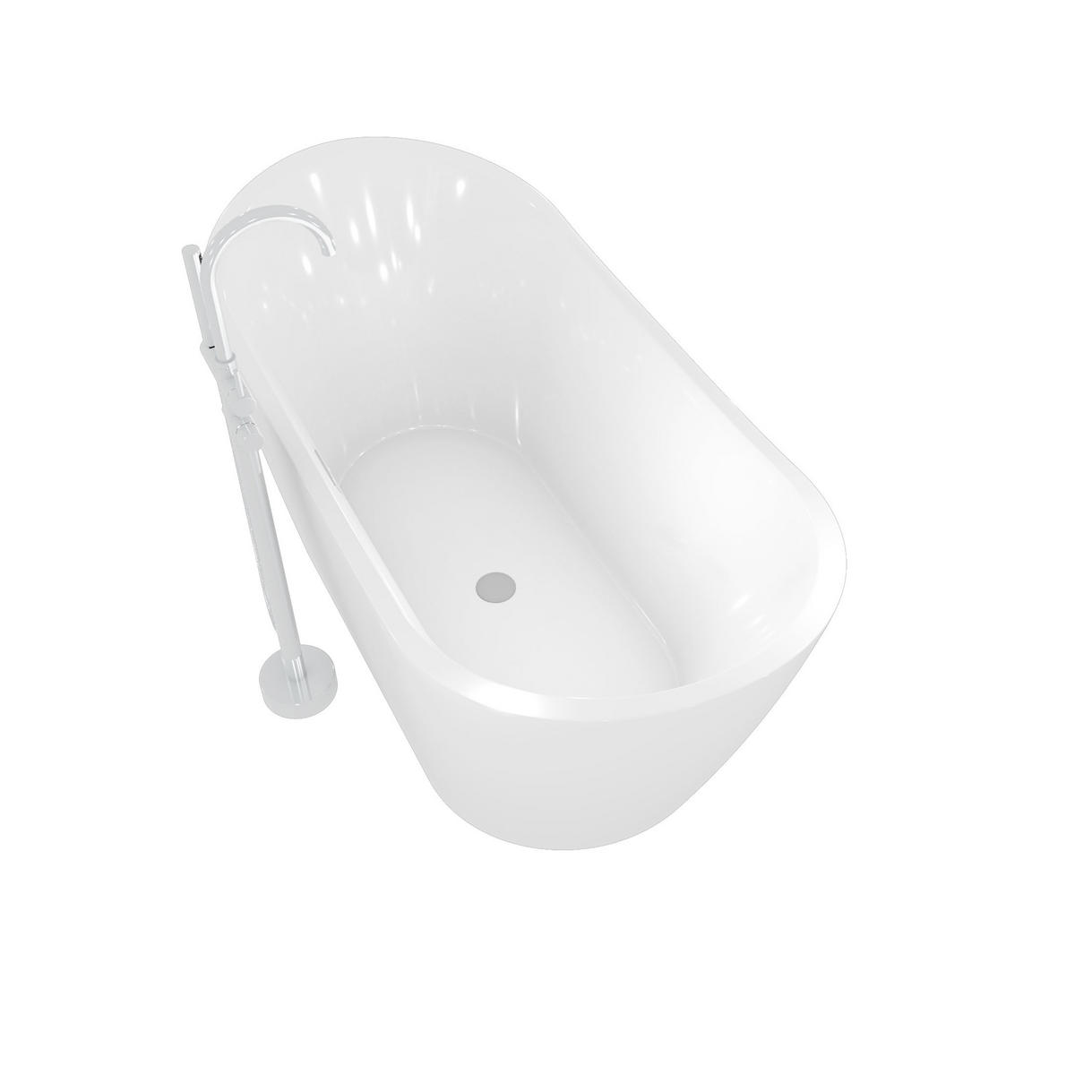 FREISTEHENDE Badewanne Wanne F03 180x89cm mit Armatur AF04 - Weiß, Glas/Kunststoff (80/72/180cm) - AcquaVapore by Sandra Jentho