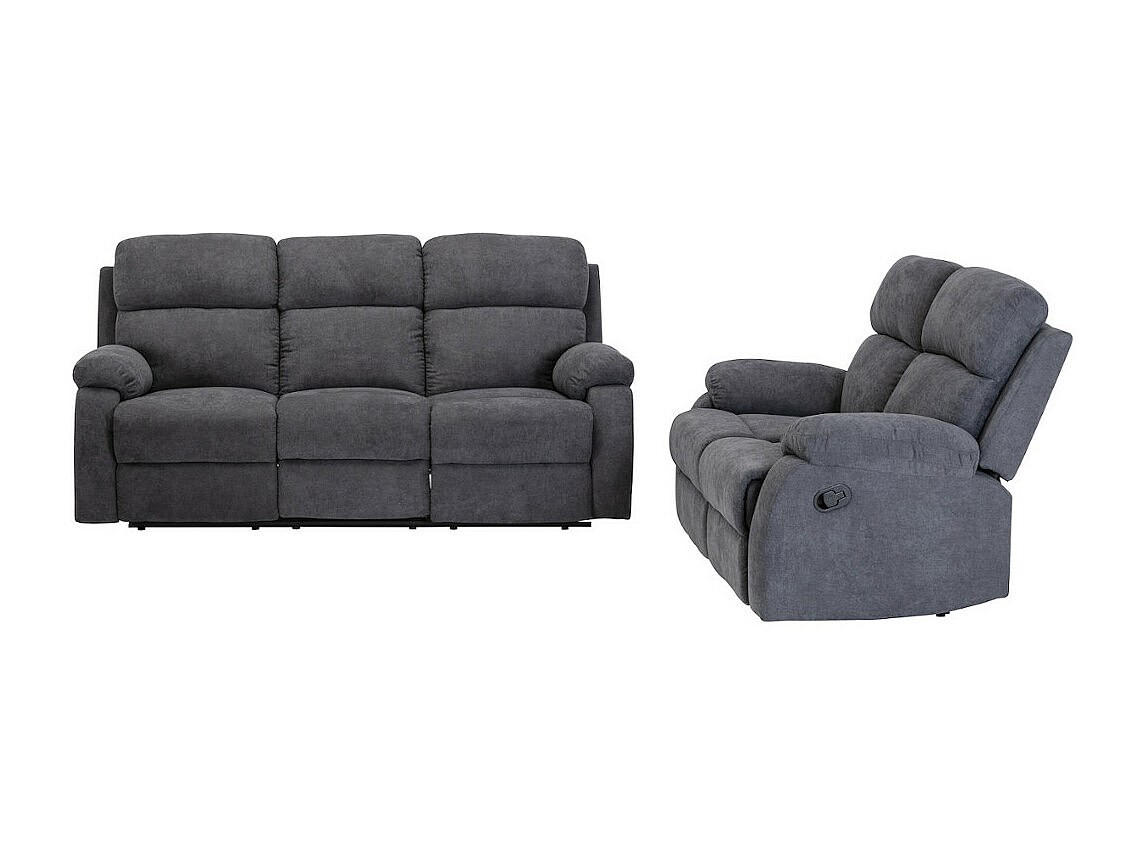 COUCHGARNITUR - 5 Personen - stoff - anthrazitgrau Tolzano - Anthrazit, Textil/Metall (201/100/96cm) - Vente-Unique