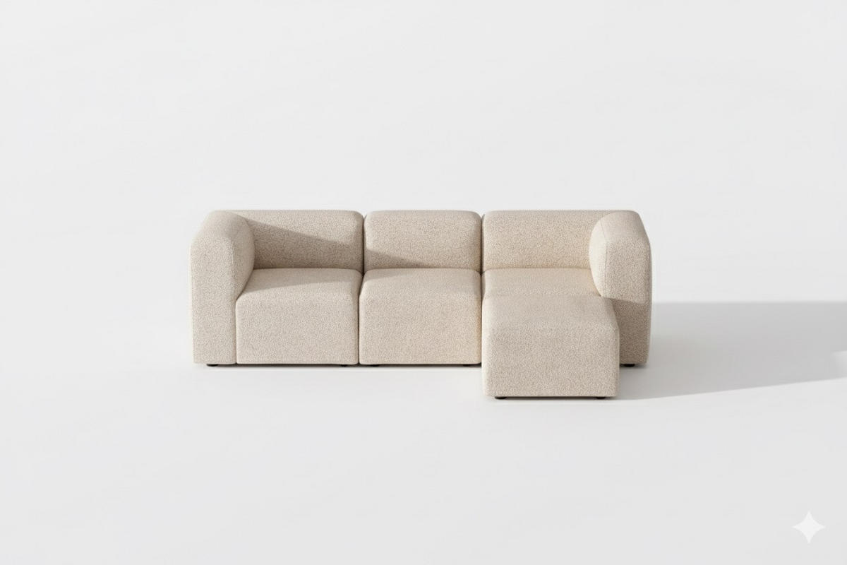 CHAISELONGSOFA Cubic Stoff Beige - Beige, Textil (257/64/164cm) - ebuy24