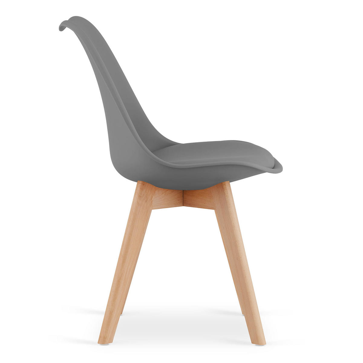 STUHL DOZZA 6-er Set, Grau Kissen aus Kunstleder - Hellgrau, Holz/Kunststoff (49/82/43cm) - Komodee