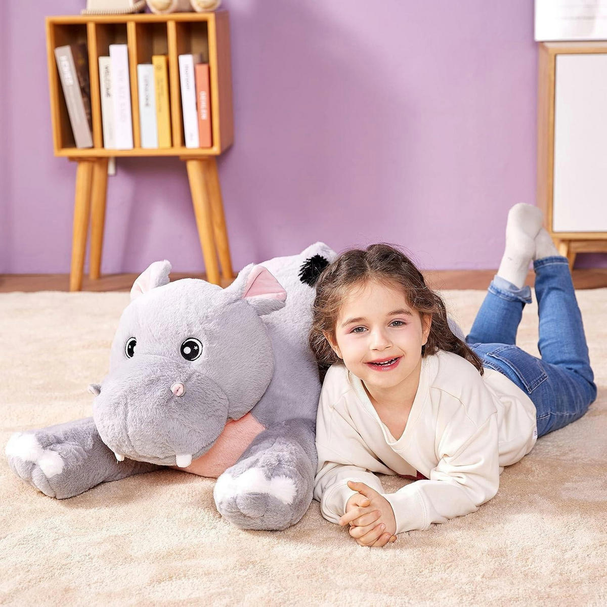 STOFFTIER Nilpferd 78 cm - Grau, Textil (33/78cm)
