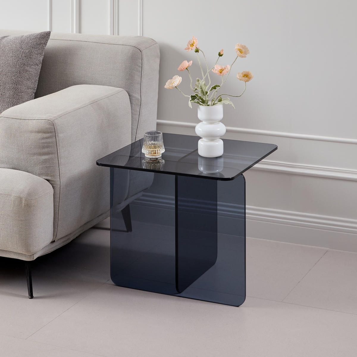 BEISTELLTISCH Grau 45/45/51 cm aus Glas - Grau, Glas (45/45/51cm) - PANGIVO