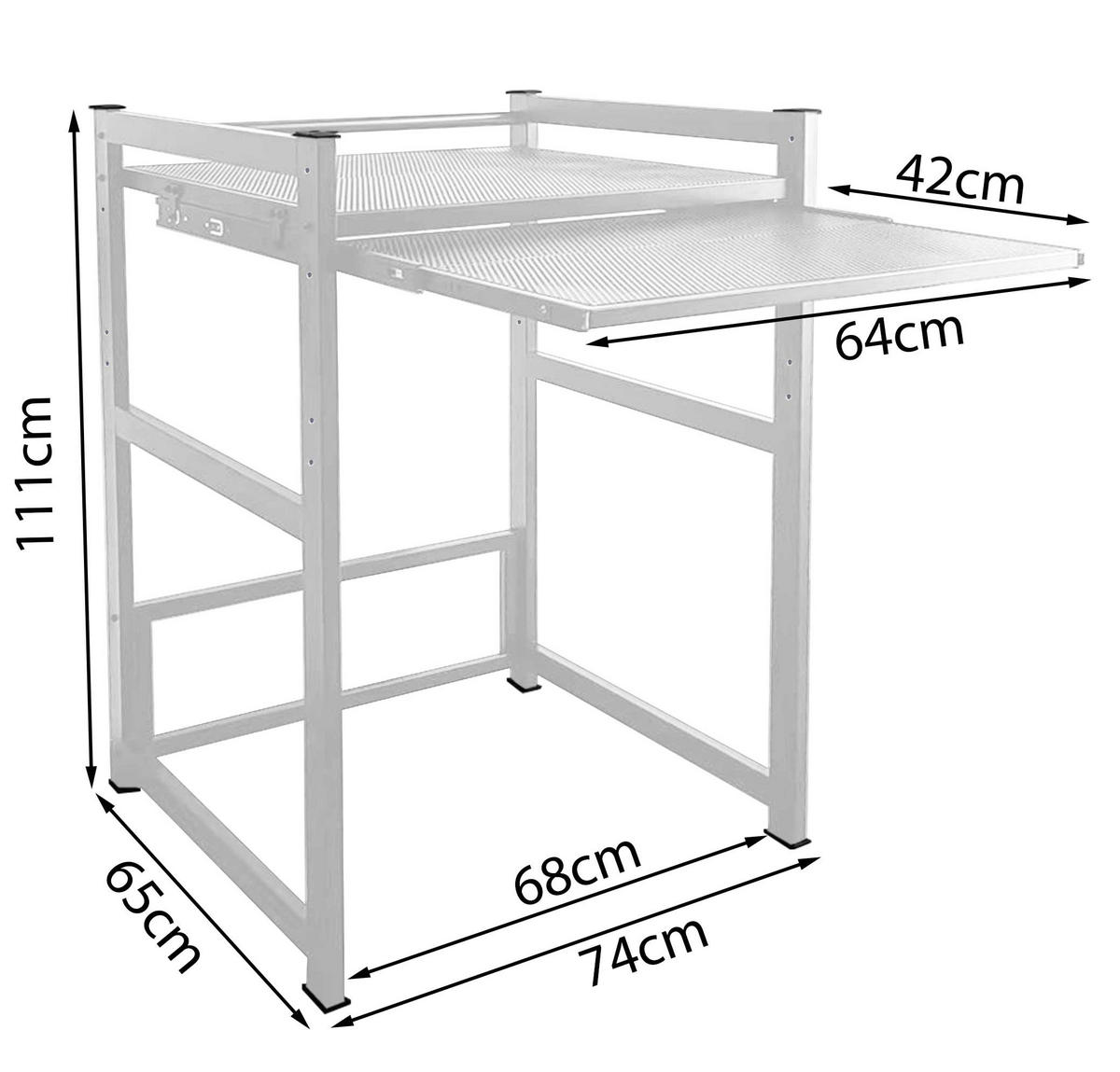 WASCHMASCHINENREGAL 73x64x110 cm - Weiß, Metall (73/110/64cm) - QUICK STAR
