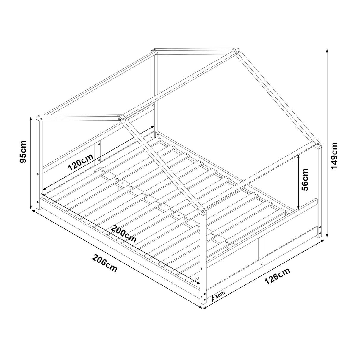 KINDERBETT Simo - Weiß, Holz (120/200cm) - [en.casa]