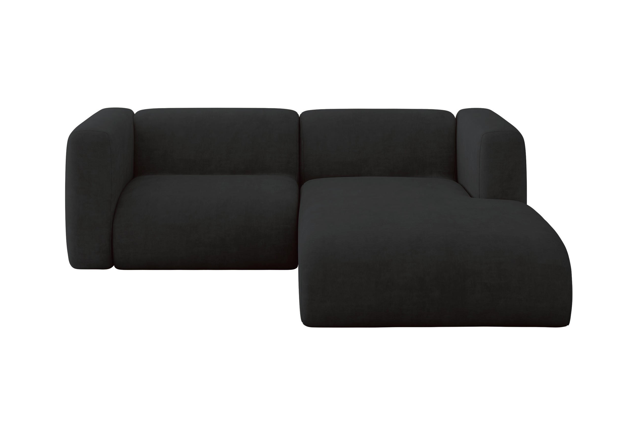 ECKSOFA Ottomane Rechts MIRA-L1 227x179x89 Schwarz Velours - Anthrazit/Schwarz, Holzwerkstoff/Kunststoff (227/179cm) - ALTDECOR