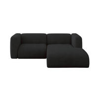 ECKSOFA Ottomane Rechts MIRA-L1 227x179x89 Schwarz Velours - Anthrazit/Schwarz, Holzwerkstoff/Kunststoff (227/179cm) - ALTDECOR