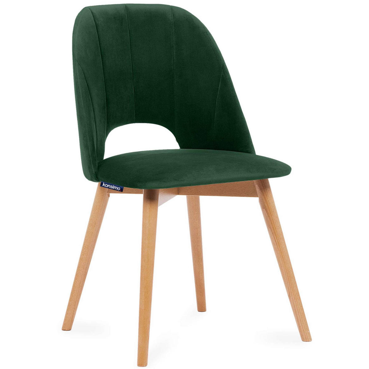 ESSZIMMERSTUHLE TINO 2-tlg Velours-Sitz, Dunkelgrün - Dunkelgrün/Eichefarben, Holz/Textil (48/86/44cm) - KONSIMO®
