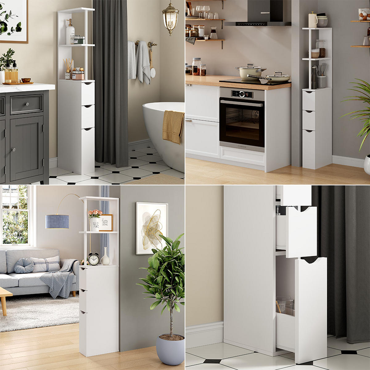 KÚPEĽŇOVÁ SKRINKA Vera biely - biela, kompozitné drevo (15/137/33cm) - Vicco