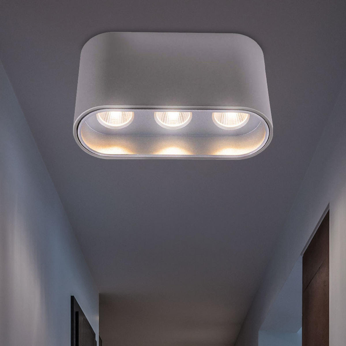 LED DECKENLEUCHTE Aluminium Grau 2er Set - Grau, Metall (10.5/3.8/6.4cm) - Globo Lighting