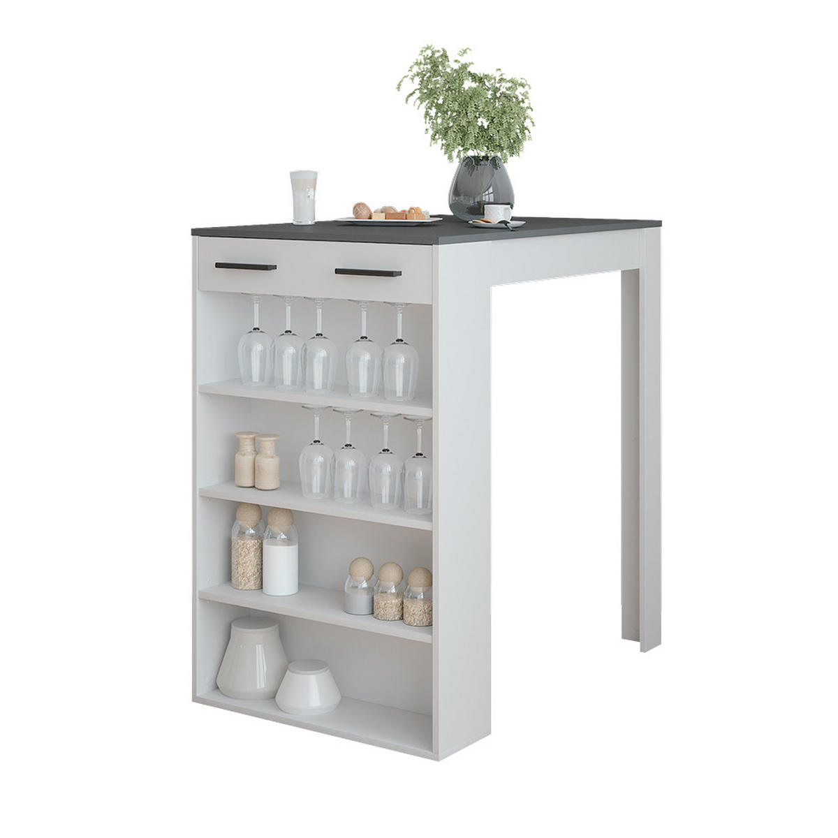 BAROVÝ STÔL Repose Antracit/biela - biela, kompozitné drevo (100/67/106cm) - Vicco