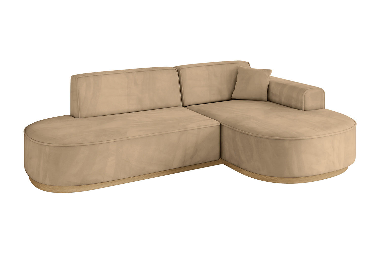 ECKSOFA Ottomane Rechts MARI-L1-v2 - 243x171x83 cm Taupe Velours - Taupe, Holzwerkstoff/Textil (171/243cm) - ALTDECOR