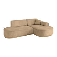 ECKSOFA Ottomane Rechts MARI-L1-v2 - 243x171x83 cm Taupe Velours - Taupe, Holzwerkstoff/Textil (171/243cm) - ALTDECOR