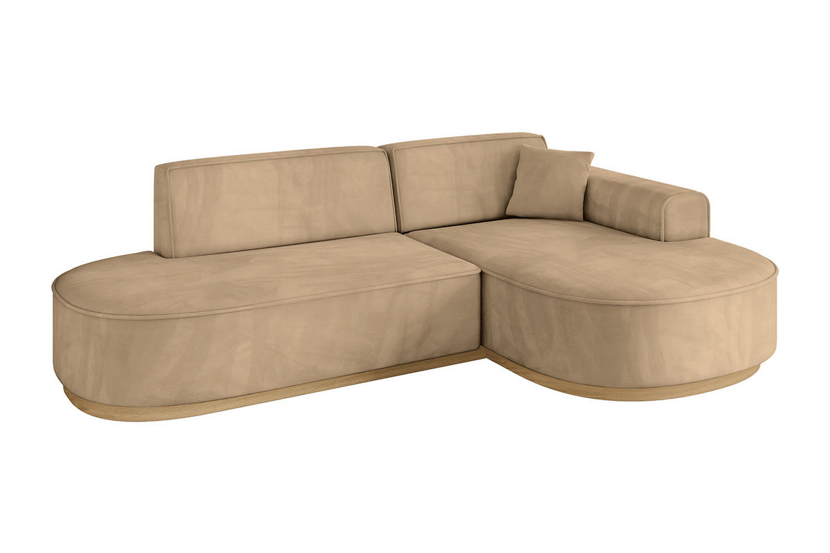ECKSOFA Ottomane Rechts MARI-L1-v2 - 243x171x83 cm Taupe Velours - Taupe, Holzwerkstoff/Textil (171/243cm) - ALTDECOR