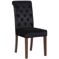ESSZIMMERSTUHL Lisbon Samt, Gestell Kautschukholz Braun Schwarz - Schwarz/Braun, Holz/Textil (45/98/63cm) - TPFLiving