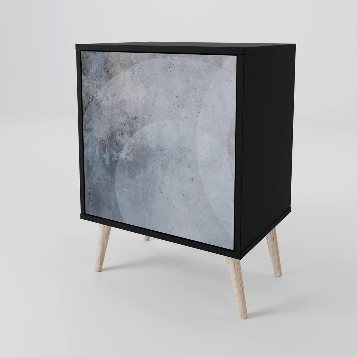 SIDEBOARD MUTED ARC, Schwarz, 57,5x42x67,5 cm, Schwarze Metall-Rahmenfüße - Multicolor/Schwarz, Holzwerkstoff/Metall (57.5/67.5/42cm) - SpaceRebels