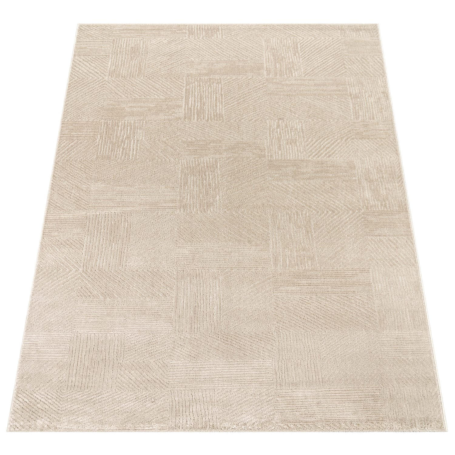 TEPPICH Kurzflor Unifarben Wohnzimmer schmutzabweisend Beige Rechteckig 120x160 - Beige, Textil (120/160cm) - KADIMA DESIGN
