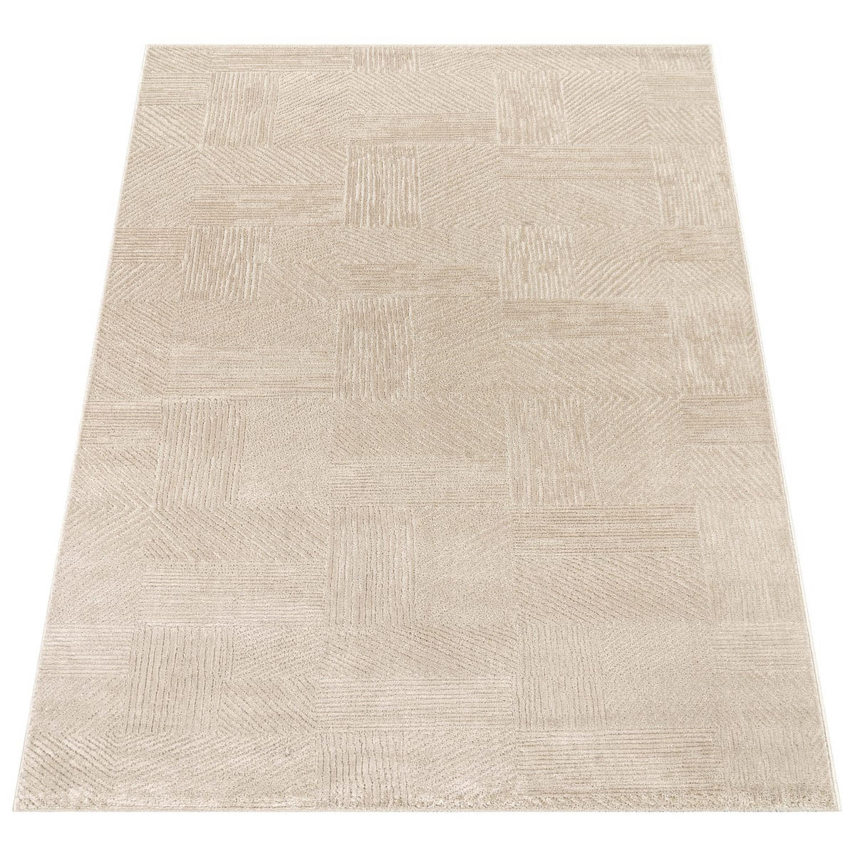 TEPPICH Kurzflor Unifarben Wohnzimmer schmutzabweisend Beige Rechteckig 120x160 - Beige, Textil (120/160cm) - KADIMA DESIGN