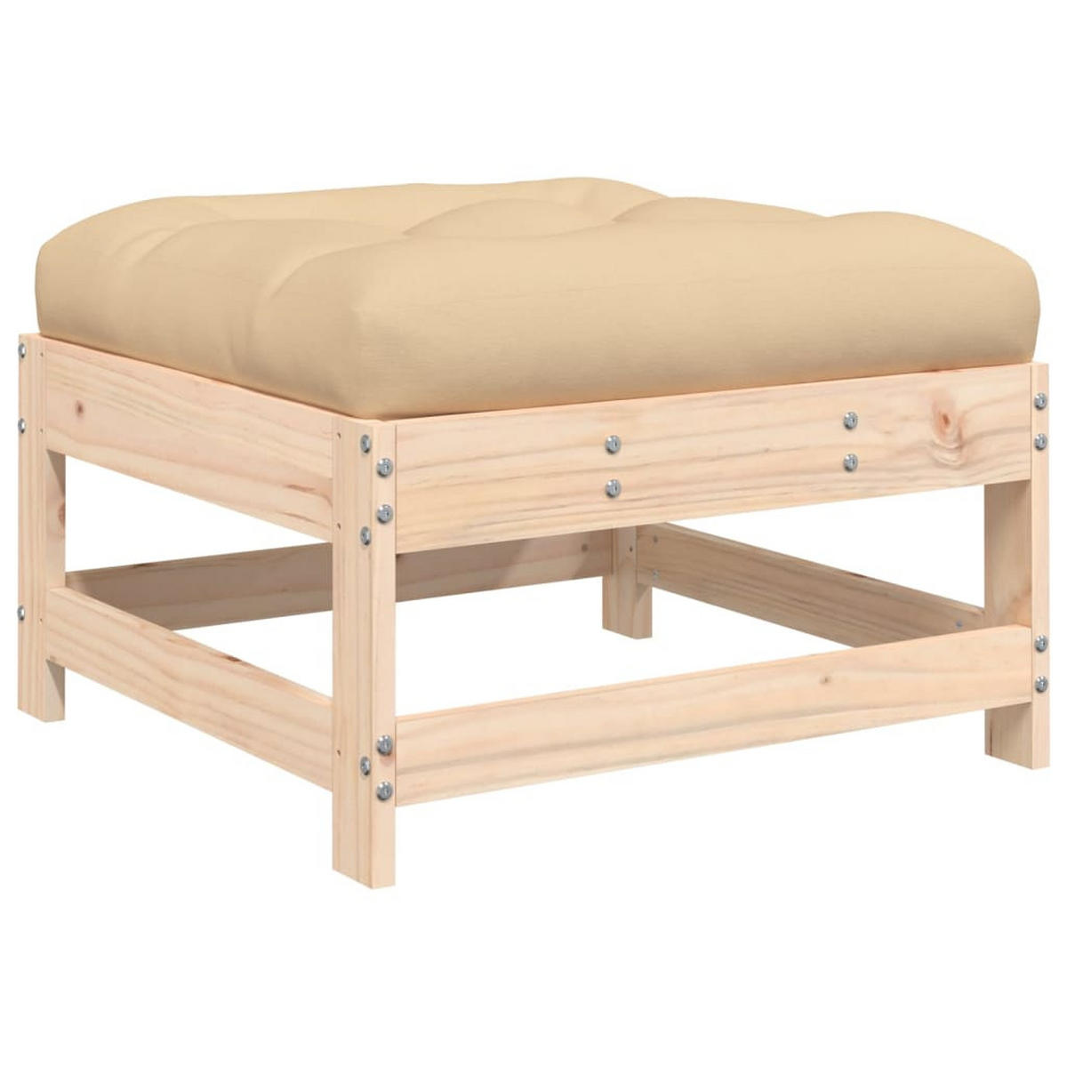 GARTEN-LOUNGE-SET 4-teilig Mit Kissen Massivholz - Beige/Braun, Holz - vidaXL