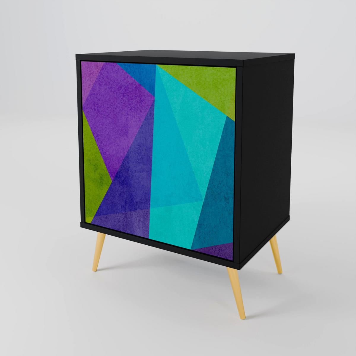 SIDEBOARD COLD SHOWCASE, Schwarz, 57,5x42x72,5 cm, Schwarze Metallfüße - Multicolor/Schwarz, Holzwerkstoff/Metall (57.5/72.5/42cm) - SpaceRebels