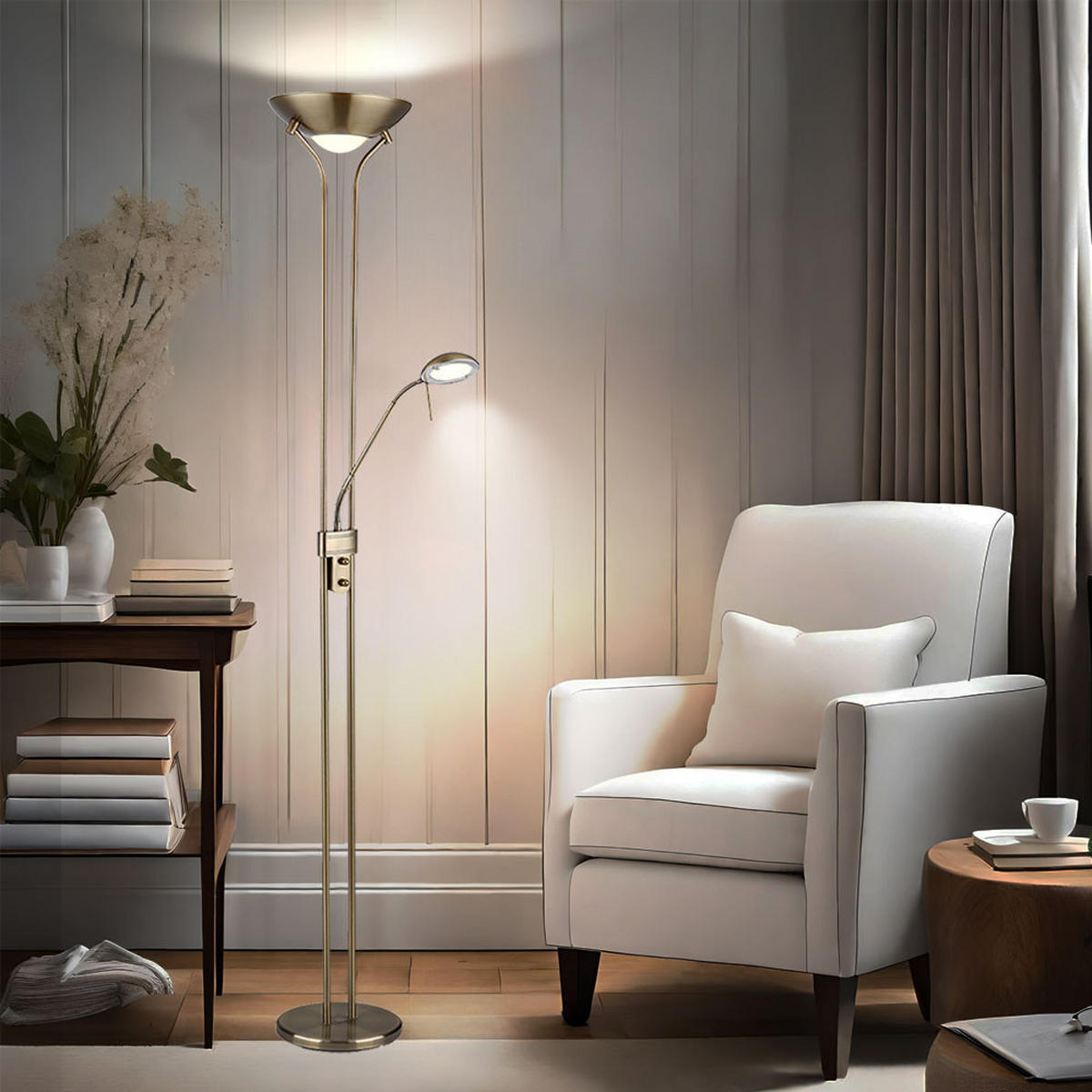 LED STEHLEUCHTE Leonas Messing matt - Messingfarben, Metall (25.5/25.5/180cm) - Globo Lighting