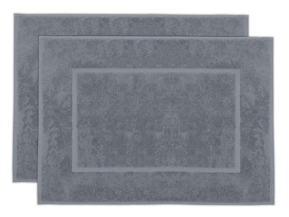 BADEMATTE, 2er-Set, 50x70 cm, 100% Baumwolle - Grau, Textil (50/70cm) - Zollner